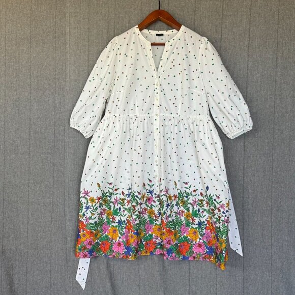 Talbots 100% Cotton Poplin; Blissful Floral Puff Sleeve Midi Shirt Dress Size 18 - Picture 5 of 16